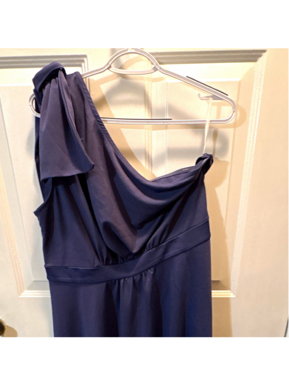 Grace Karin Women’s Blue Solid One-Shoulder Long A-Line Bow Zip Dress XL